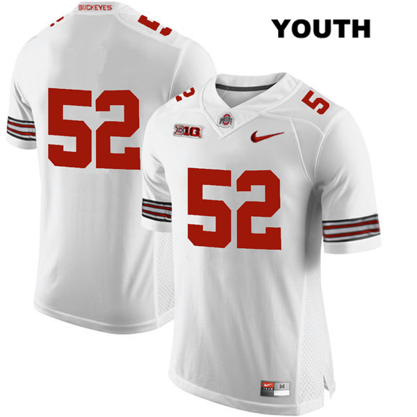 Ohio State Buckeyes Youth Wyatt Davis #52 White Authentic Nike No Name College NCAA Stitched Football Jersey ME19H37RN